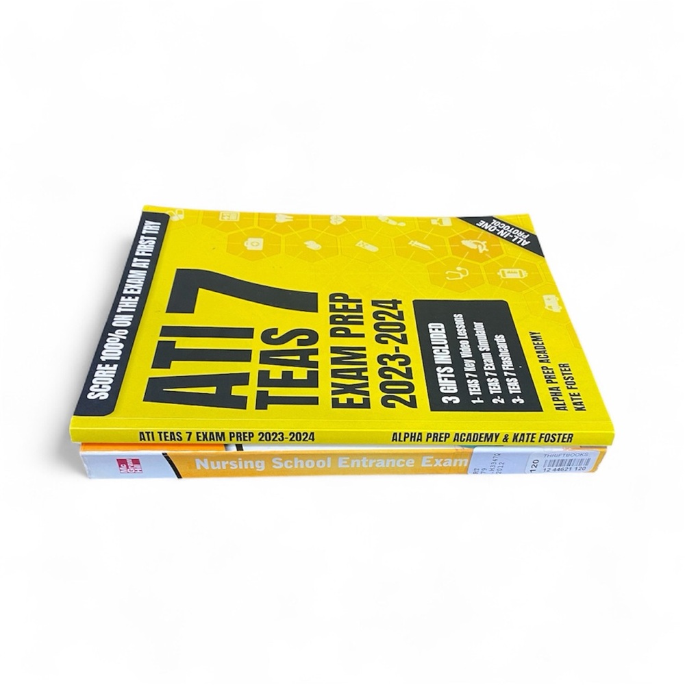 Two Nursing School Entrance Study Guides TEAS ATI NET Prep Book